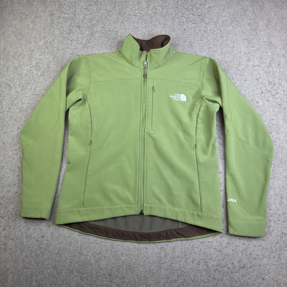 The North Face Apex Bionic Jacket Women M Green Soft Shell Fleece Lined Full Zip